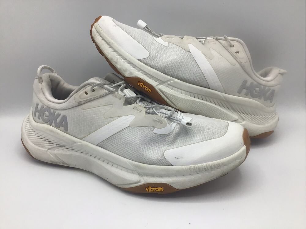 Hoka Transport White Gum Mens 8.5 D Cordura Vibram Quick Toggle Sneakers 1123153
